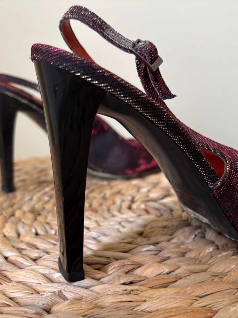 GIUSEPPI ZANOTTI Design / VICINI / red / gold pointed toe slingback heel / 37.5 - Picture 13 of 15